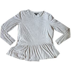Simply Vera Vera Wang Top Women Size L Gray Peplum Long Sleeve Sweater Large